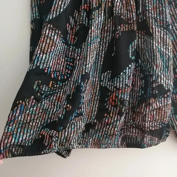 Anthropologie Maeve Madeira Boho Satin Shimmer Abstract Paisley Blouse Medium - Picture 7 of 16